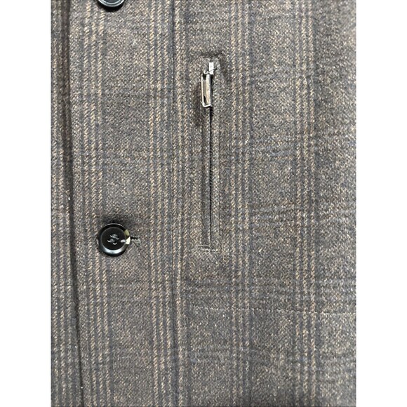 ENZO Tovare Italy Wool Zip/button Front Car Coat Brown Check Lined - Picture 6 of 13
